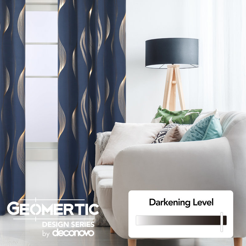 Geometric Blackout Thermal Curtain Pair, 52" W x 72" L, True Red