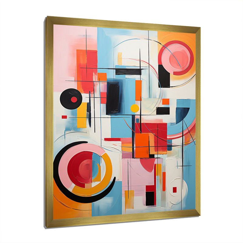 «Ireon Pop Art Geometric Harmony I», art sur toile Pop Art, H 20 po x l 12 po x P 1 po, Encadrement doré