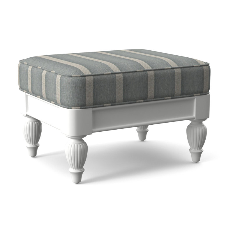 Grand View Ottoman, Light Blue and White Stripe; 0256-54, Frost White Finish