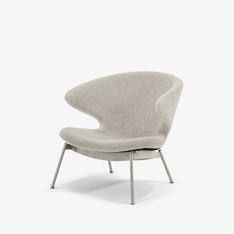 Ella Lounge Chair, Chalk Boucle, Stainless Steel