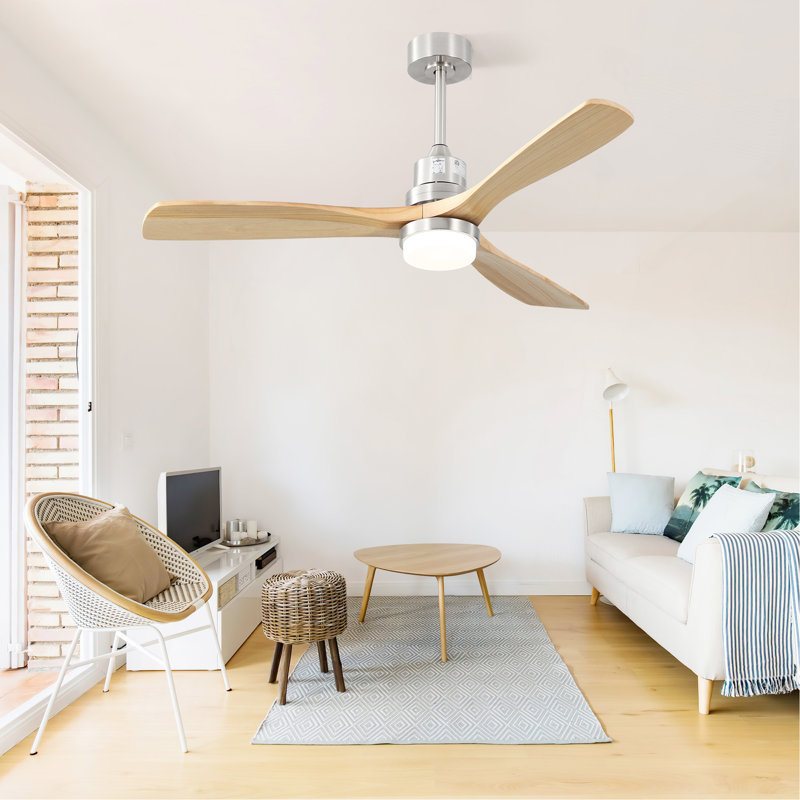 Ventilateur de plafond 52 pouces avec moteur à courant continu réversible à 3 vitesses et 3 lumières à DEL à intensité variable pour la chambre à coucher
