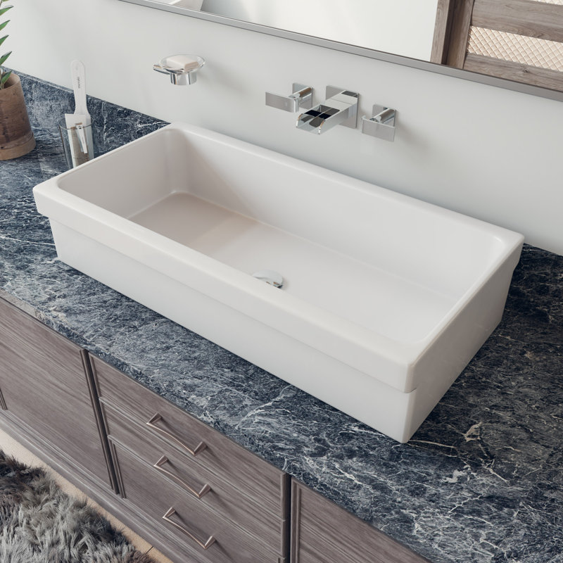 Lavabo de salle de bain rectangulaire en argile réfractaire 36 po