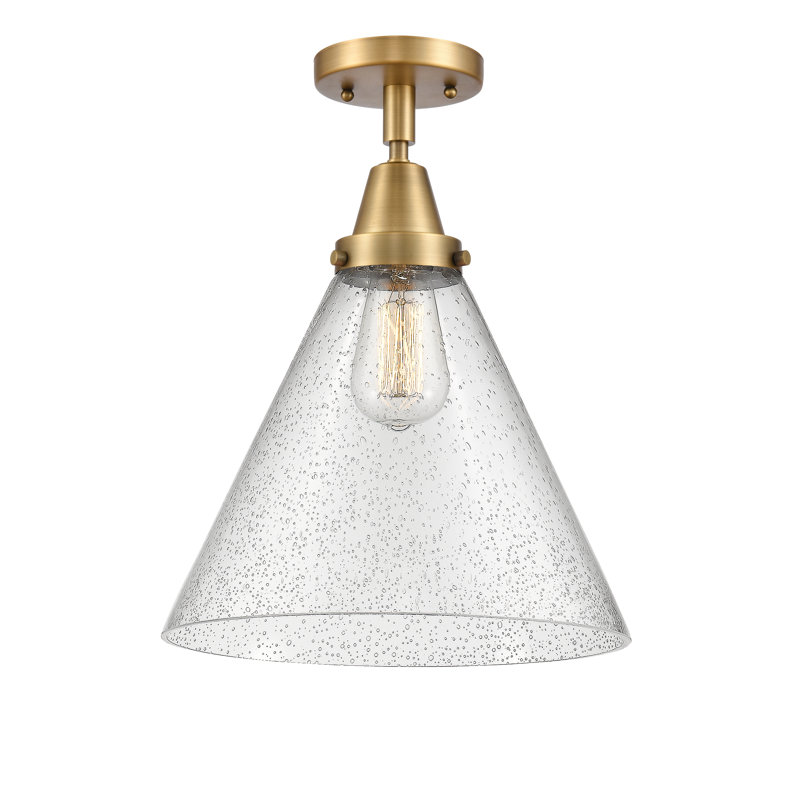 Plafonnier en verre, Ampoule non incluse, Oui, Laiton brossé