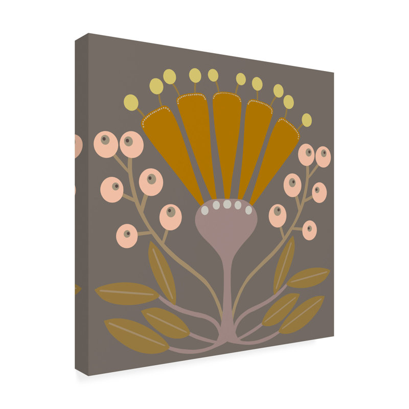 «Graphic Folk Flower I» sur toile, H 24 po x l 24 po
