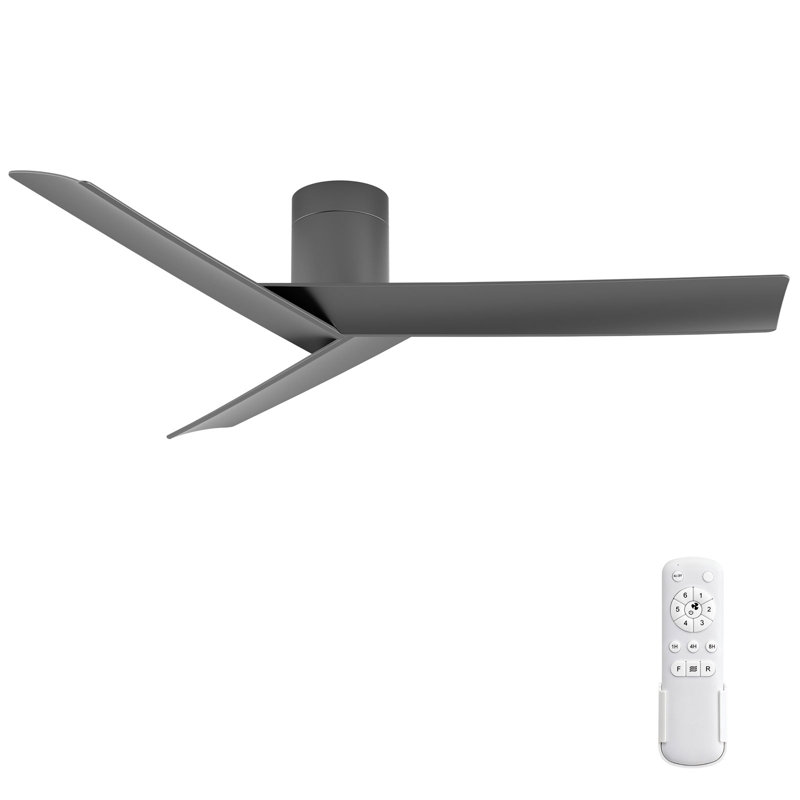 Ventilateur de plafond encastré de 55 po, 3 pales en ABS, moteur réversible à courant continu, télécommande à 6 vitesses, fonction minuterie, ventilateur de plafond sans lumière