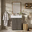 Meuble-lavabo de salle de bain avec lavabo, porte de droite et tablette latérale-129539180