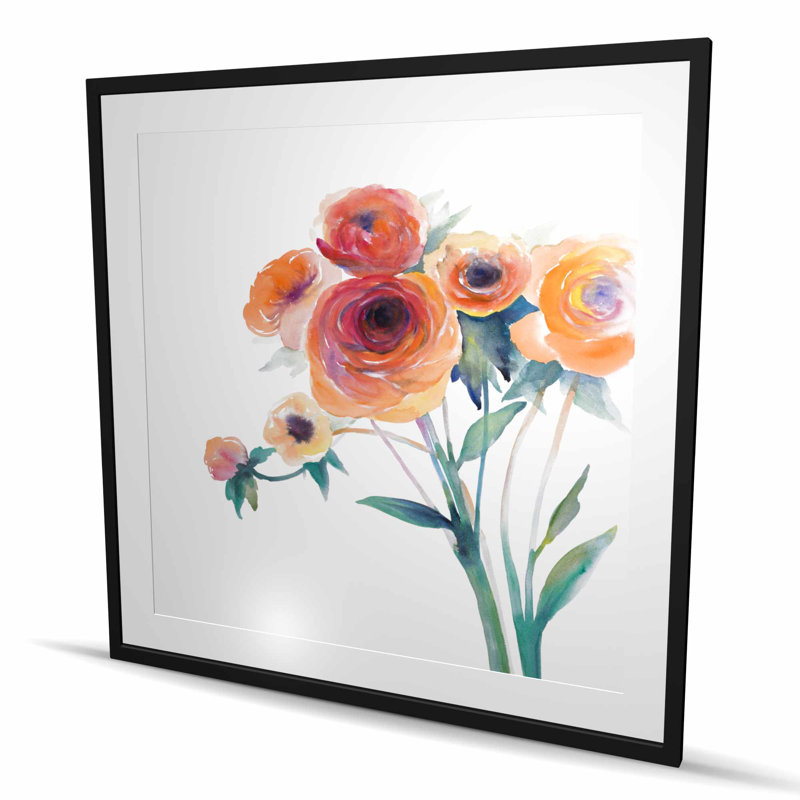 Aquarelle de fleurs - décor de bureau orange mat