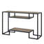 Table noire et chêne avec structure en métal et tablettes de rangement de style rustique 2