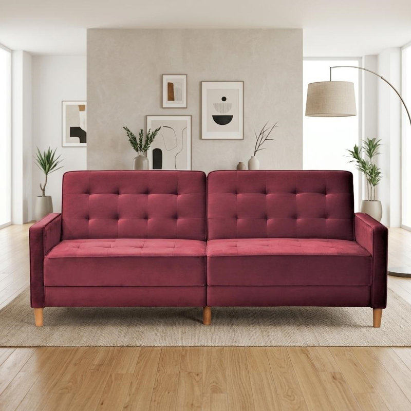 Tufted velvet upholstery futon