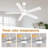 52 inch Modern White Ceiling Fans with Led Lights and Remote/app Control, Reversible DC Motor, 3CCT Dimmable, Noiseless, Ceiling Fan for Bedroom, Indoor/Covered Outdoor Use-117580826-117580825