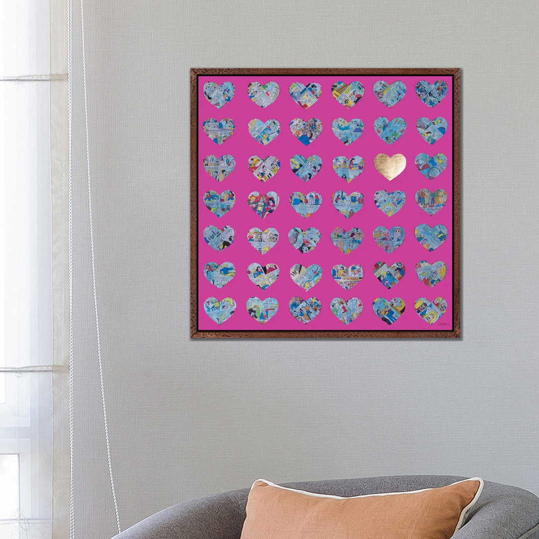 Hearts On Pink von Iness Kaplun - Galerie-verpackte Leinwand Giclée auf Leinwand