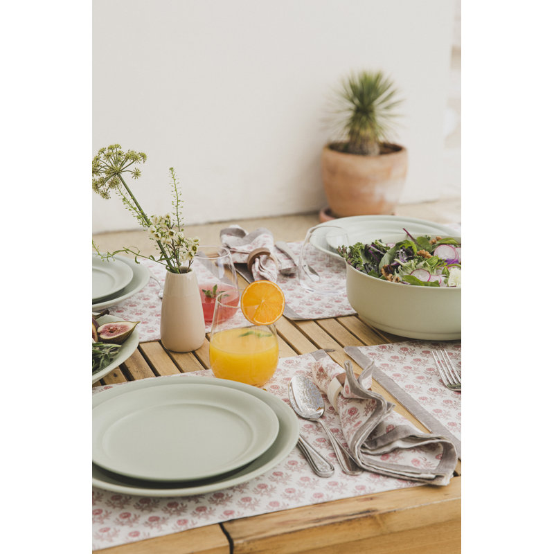 over&back Hand-Blocked Placemats, Set of 4, Pink Bloom