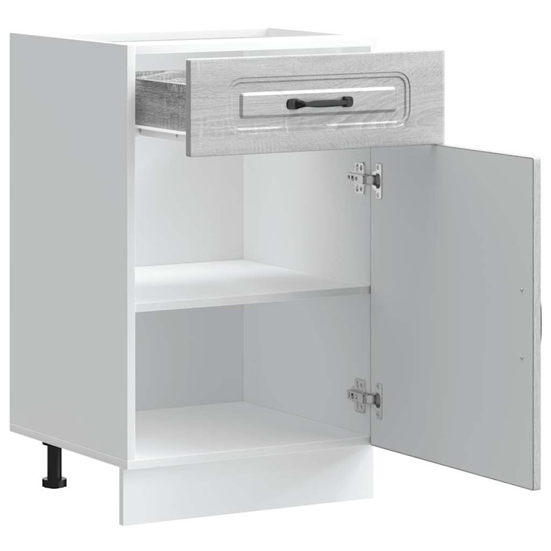 Kitchen Base Cabinet Kalmar Engineered Wood, 81.5cm H x 50cm W x 46cm D, Grey Sonoma