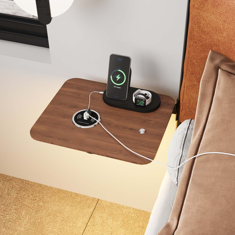 Metal Platform Bed with wireless charging and USB A & USB C, Touch LED light