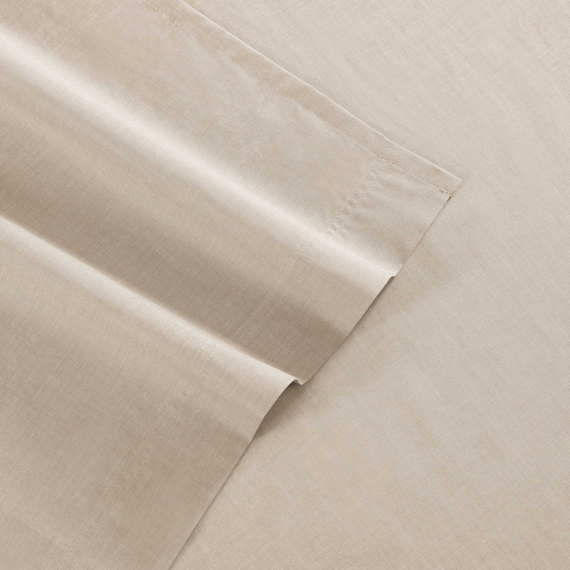 Ensemble de draps en coton Tommy Hilfiger, Ensemble de draps pour très grand lit avec 4 piè, Beige
