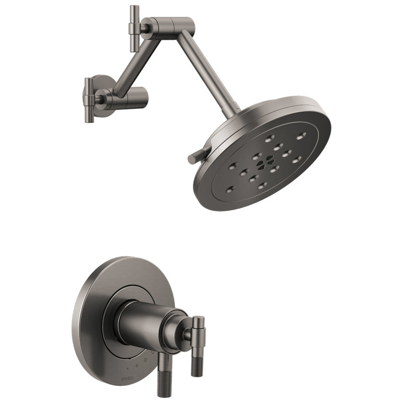 Litze Thermostatic Shower Faucet with TempAssure, Luxe Steel, T-Lever