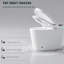 Toilettes blanches modernes avec siège bidet intégré - Ouverture/fermeture automatique, capteur de pied, jet hygiénique féminin, couvercle intelligent intégré à ouverture/fermeture avancée, télécommande disponible.
