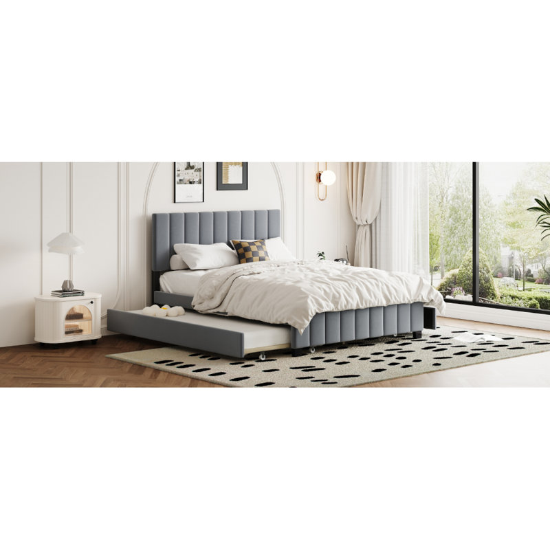 Lit plateforme tapissier Chavanne, gris