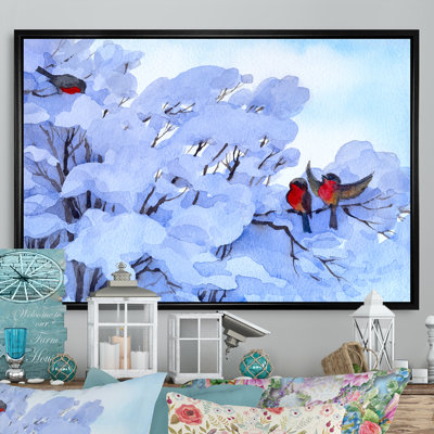 «Winter Scene Bullfinch Sitting II», reproduction d'art sur toile