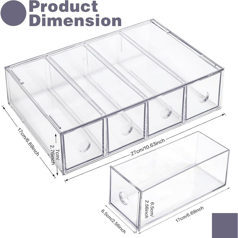 Rangement de bureau 4 tiroirs transparent