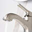 Robinet de lavabo de salle de bain à poignée simple avec drain - collection Lotto - nickel brossé Lotto-58021270