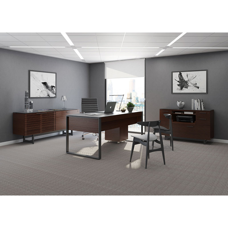 Corridor 47.75'' Wide 3 - Drawer Filing Credenza with Cable Management, Chocolate Stained Walnut