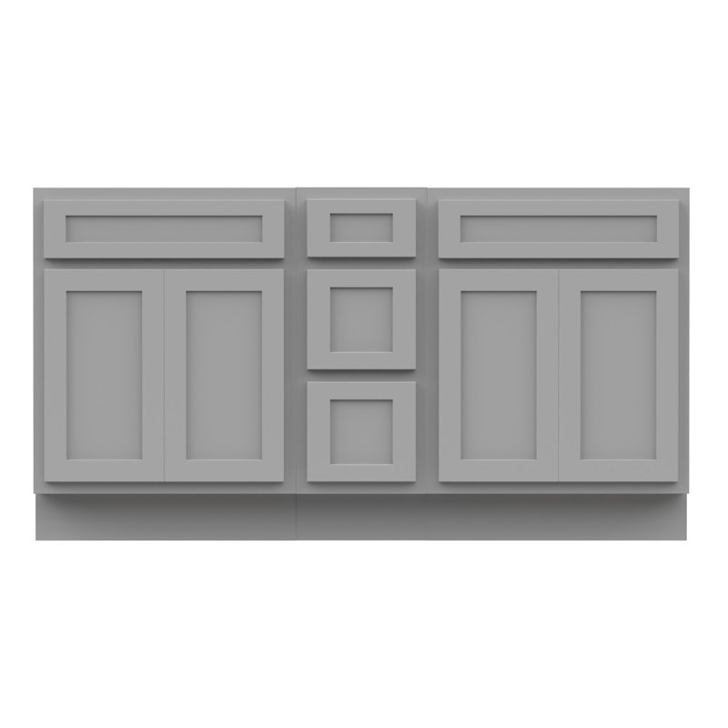 60'' Double Bathroom Vanity Base Only, Gray