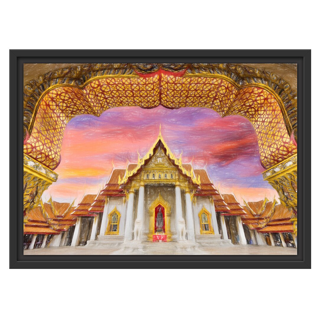 Gerahmtes Wandbild Marmortempel von Bangkok