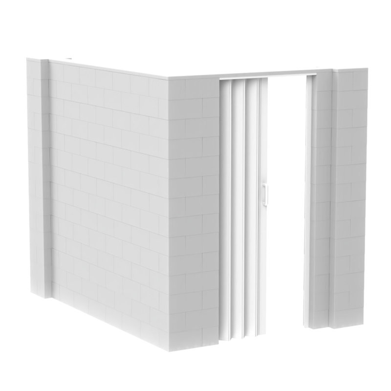 Ensemble mural en forme de L avec porte Everblock, H 84 po x l 96 po x P 72 po, Translucide