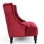 Fauteuil à oreilles en velours élégant avec coussin de dossier boutonné - Rouge vin magnifique