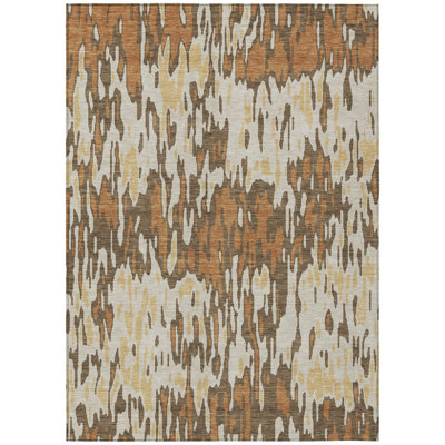 Ken Orange Washable Indoor-Outdoor Rug - 