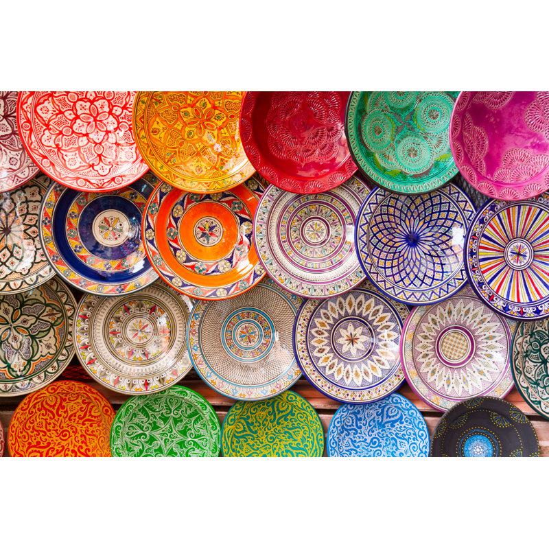 Colourful Clay Plates - Wrapped Canvas Print, 30cm H x 46cm W