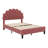 Upholstered Platform Bed With Flower Pattern Headboard