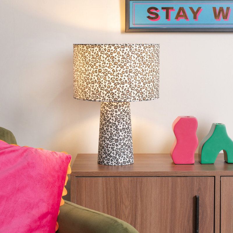 Bertie Leopard Print Full Fabric Table Lamp with LED Bulb