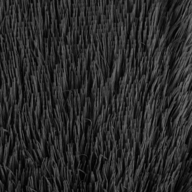 Fourrure à poils longs sur le dessus et bande avec envers antidérapant Oxford., H 4 po x l 26 po x P 36 po, Noir