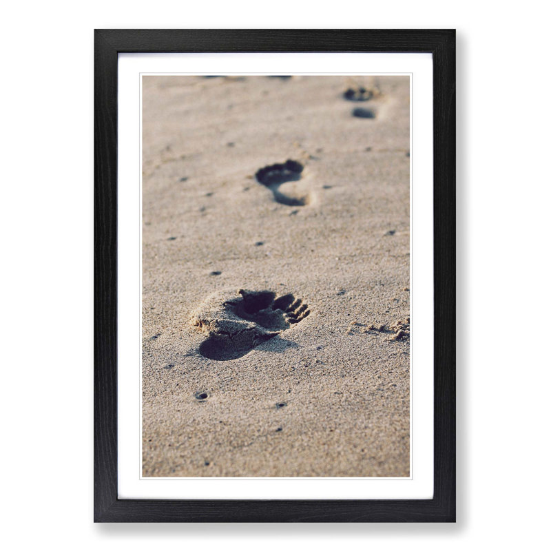 Footprints in the Sand Framed Photographic - Framed Print, Black