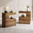 C-Shaped End Table with 2-Tier Storage, Rustic Brown Sofa Side Table