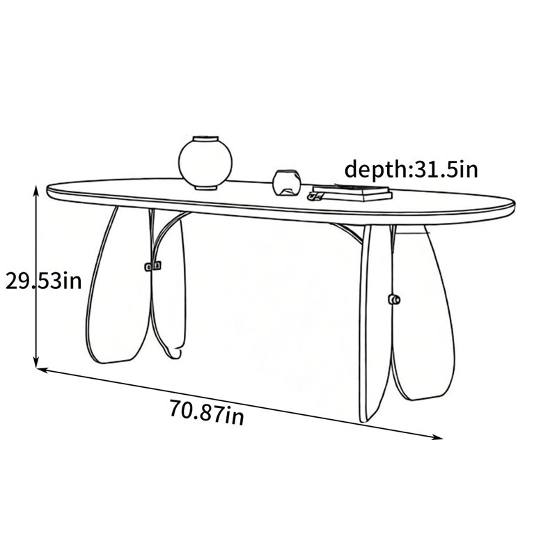 Table de salle à manger Slate, H 29,53 po x L 70,87 po x l 31,5 po