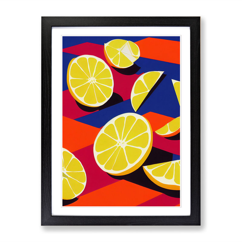 Lemon Fruit Pop - Picture Frame Print, 64cm H x 46cm W x 2cm D, Black