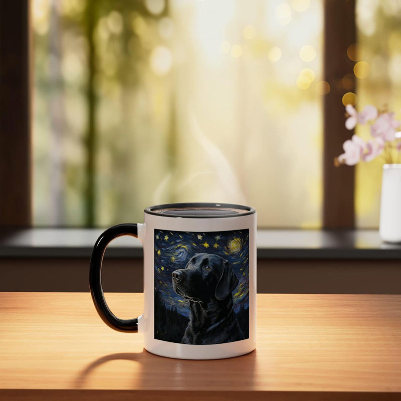 Dog Animal Ceramic Mug, Black/White, 11oz