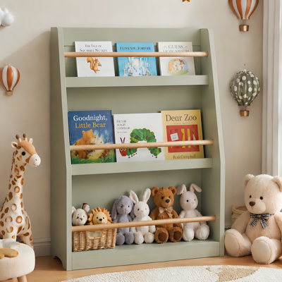 Bibliothèque pour enfant à 3 niveaux pour bibliothèque pour tout-petits, étagère à livres, vert