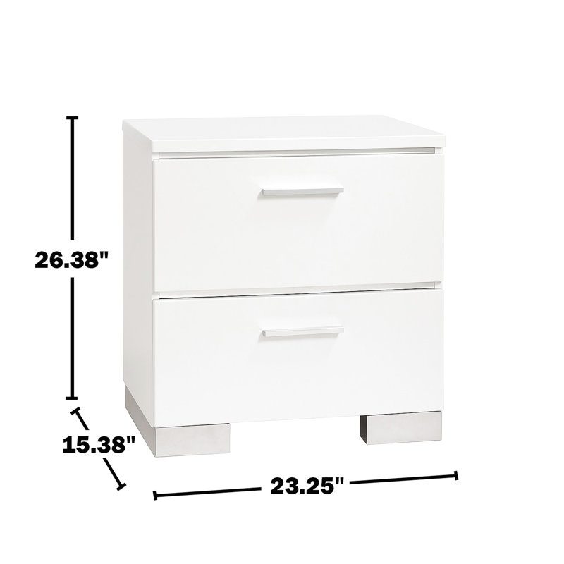 Élégante table de chevet blanche pratique et fonctionnelle avec fonction de charge, décorations et 2 tiroirs pour la chambre à coucher, décor moderne, spacieux et fonctionnel