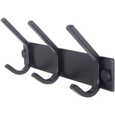 Coat Rack Wall Mounted,3 Coat Hooks for Hanging Coats,Heavy Duty Metal Hook Rack Hook Rail Coat Hanger Wall Coat Rack with Hooks for Clothes Entryway Jacket,Black