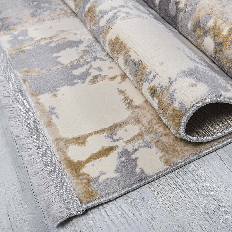 Premium Area Rug (5.2 x 7.5 ft), Grey, Beige & Cream | 60% Polypropylene / 40% Polyester, 1700 g/m² | 0.3 in Pile Height, 320,000 Thread Points | Easy to Clean, Durable, Perfect for Living Room & Bedroom Décor