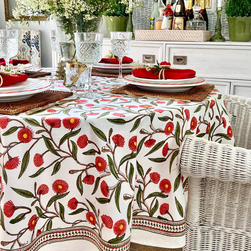 Red Flowering Gums Round Tablecloth, 70” Round