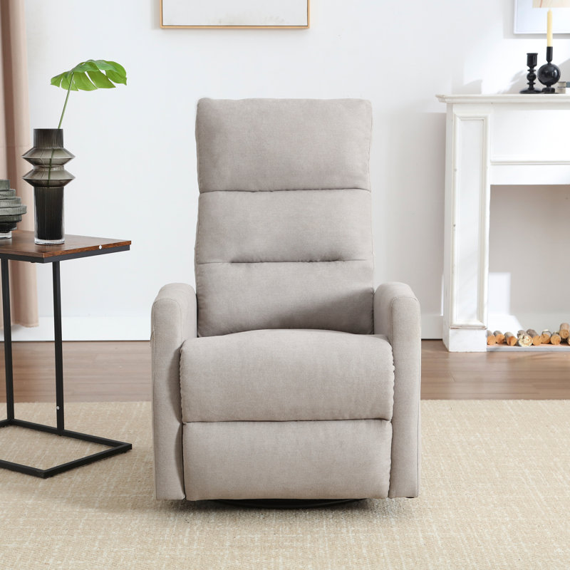 26" W Manual Swivel Rocker Recliner With Pockets, LightGray
