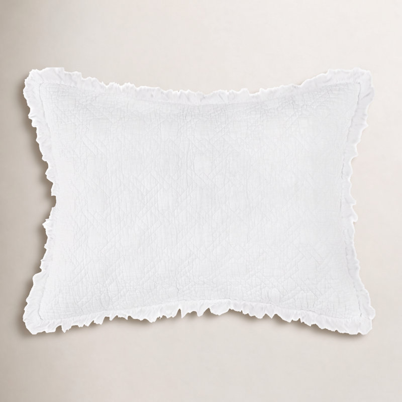 Ensemble de courtepointe en coton standard Marcine, Courtepointe très grand + 2 taies décoratives, Blanc