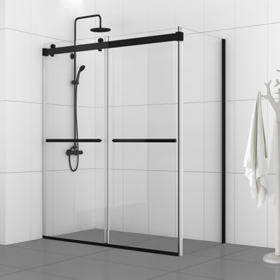 Spezia 56.6'' W 76'' H Semi-Frameless Rectangle Reversible Shower Enclosure