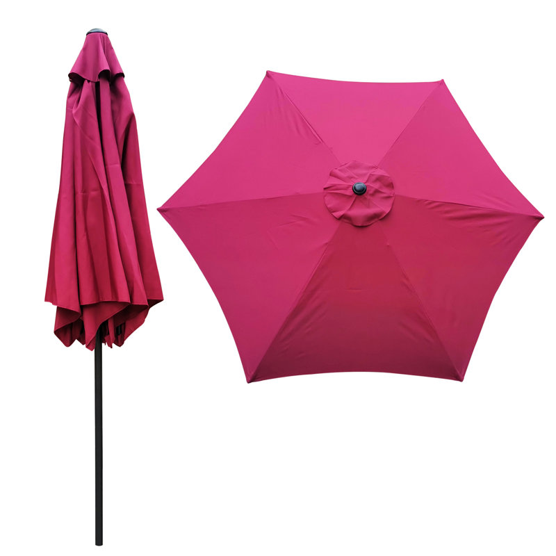 Parasol d'extérieur 9 pi en bourgogne - Facile à nettoyer, auvent de patio stable avec évent