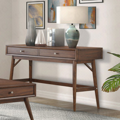 Sofa Table With Drawers Brown Finish Living Room Furniture 1pc